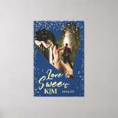 ネイビパーソナライズされたーブルー金ゴールド愛は甘い結婚 キャンバスプリント (正面)