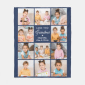 ネイビパーソナライズされたーブルー11写真コラージュ フリースブランケット (正面)