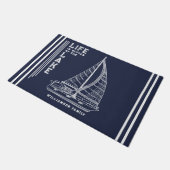 ネイビパーソナライズされたーブルー・ライフは湖で良い ドアマット (アングル)