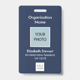 ネイビパーソナライズされたー従業員の写真IDとロゴバッジ バッジ