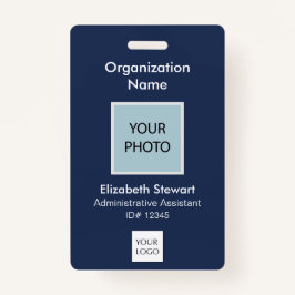 ネイビパーソナライズされたー従業員の写真IDとロゴバッジ バッジ