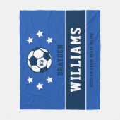 ネイビパーソナライズされたー王室のブルーサッカー選手の名前 フリースブランケット (正面)