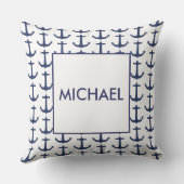 ネイビパーソナライズされたー航海のいかりクッション クッション (裏面)