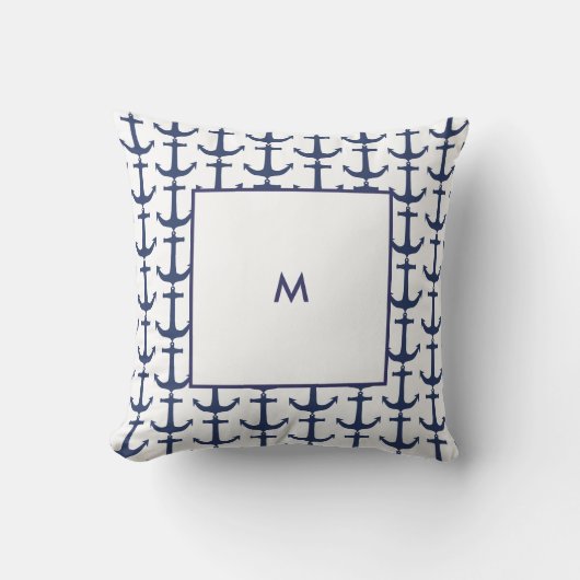 ネイビパーソナライズされたー航海のいかり クッション (正面)