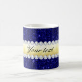 ネイビパーソナライズされたー·シーキンズ、金ゴールド、ダイヤモンド コーヒーマグカップ (中央)