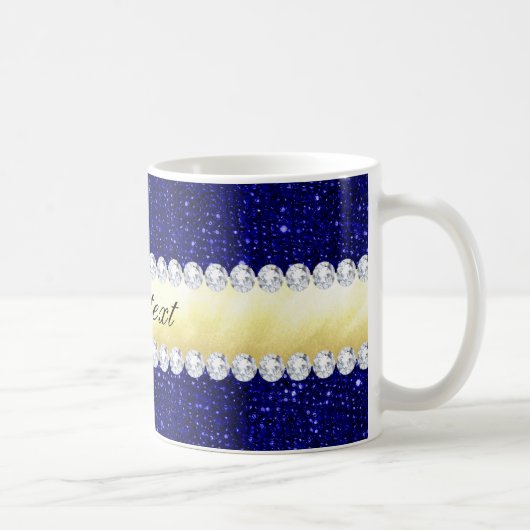 ネイビパーソナライズされたー·シーキンズ、金ゴールド、ダイヤモンド コーヒーマグカップ (右)