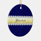 ネイビパーソナライズされたー·シーキンズ、金ゴールド、ダイヤモンド セラミックオーナメント (右)