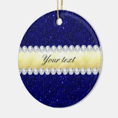 ネイビパーソナライズされたー·シーキンズ、金ゴールド、ダイヤモンド セラミックオーナメント (左)