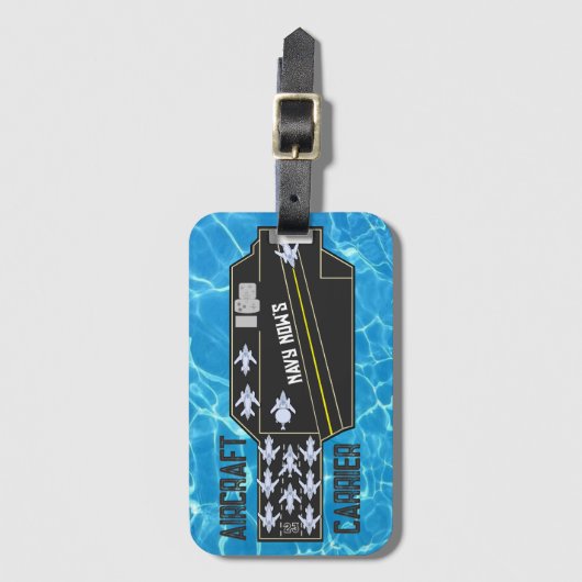 ネイビパーソナライズされたー・ナウの航空機ストライカー ラゲッジタグ (正面縦)