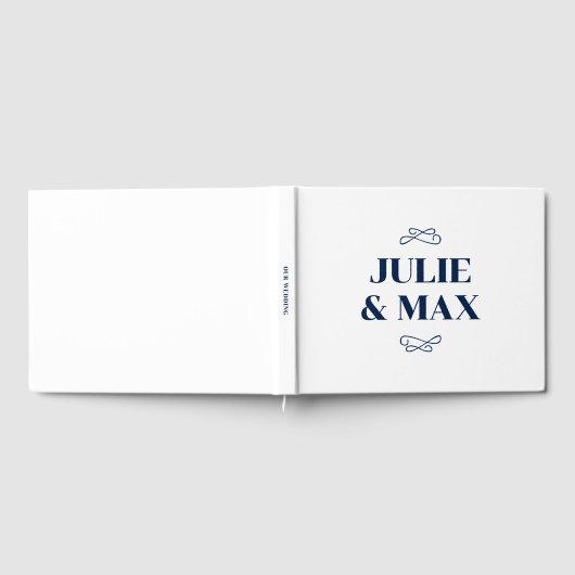 ネイビパーソナライズされたー・フローリ結婚ッシュ ゲストブック (全面)