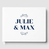 ネイビパーソナライズされたー・フローリ結婚ッシュ ゲストブック (正面)