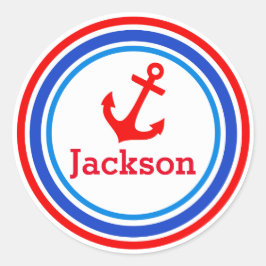 ネイビパーソナライズされたー・レッド・いかり・シール ラウンドシール