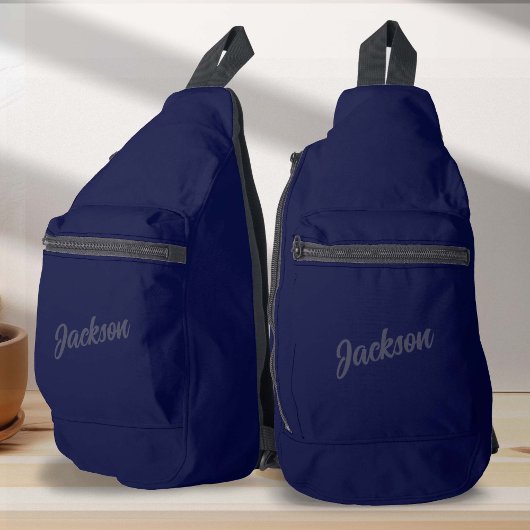 ネイビパーソナライズされたーBLue名面 スリングバッグ