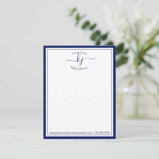 ネイビパーソナライズされた |ノートカードのデスクから サンキューカード (スタンド正面)