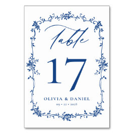 ネイビビクトリアンーフランスのブルーエレガントな結婚式 テーブルナンバー