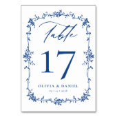 ネイビビクトリアンーフランスのブルーエレガントな結婚式 テーブルナンバー (裏面)