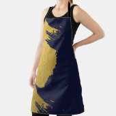 ネイビフェイクーブルー背景の金ゴールドブラシストローク エプロン (インサイチュ)