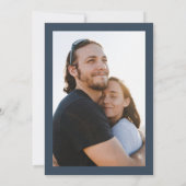 ネイビフォーマルーエレガントブルー書道結婚写真 招待状 (裏面)