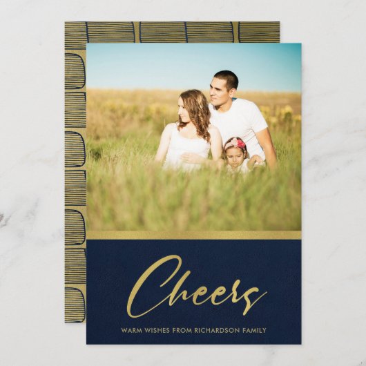 ネイビフォーマルーフェイク金ゴールドミニマル応援写真 シーズンカード (正面/裏面)