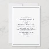 ネイビフォーマルーブルークラシックのスクリプ結婚ト 招待状 (正面)