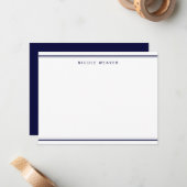 ネイビフォーマルーブルー2モノグラム縁ど文具 ノートカード (正面/裏面インサイチュ)