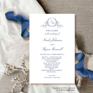 ネイビフォーマルーモノグラムのブルー結婚式 プログラム
