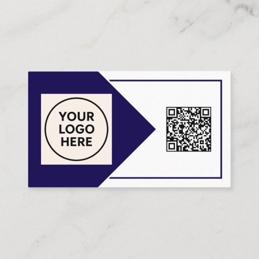 ネイビフォーマルーQRコードプロフェッショナル企業のモダン 名刺 (裏面)