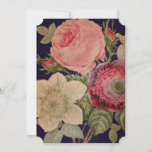 ネイビフランスのーヴィンテージ花ガラまたはパーティー 招待状 (裏面)