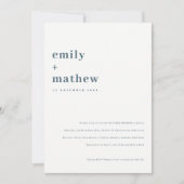 ネイビミニマルーはっきりしたブルータイポグラフィカップルシャワー 招待状 (正面)