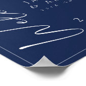 ネイビミニマルーブルスクリプ結婚トのウェルカムサイン ポスター (角)