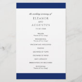 ネイビミニマルーブルーエレガント予算結婚式 プログラム チラシ (正面)