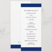 ネイビミニマルーブルークラシックシンプルエレガントウェディング プログラム (正面/裏面)