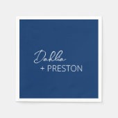 ネイビミニマルーブルーモダン結婚ズ スタンダードカクテルナプキン (正面)