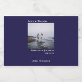 ネイビミニマルーブルー結婚のフォトラブ&ミ感謝していニア リキュールボトルラベル (シングルラベル)