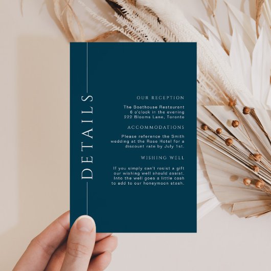 ネイビミニマルーブルー結婚の詳細挿入 エンクロージャーカード