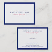 ネイビミニマルーブルー縁どオン白 名刺 (正面/裏面)