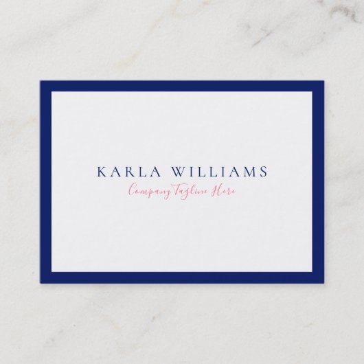 ネイビミニマルーブルー縁どオン白 名刺 (正面)
