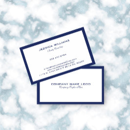 ネイビミニマルーブルー縁どオン白 名刺