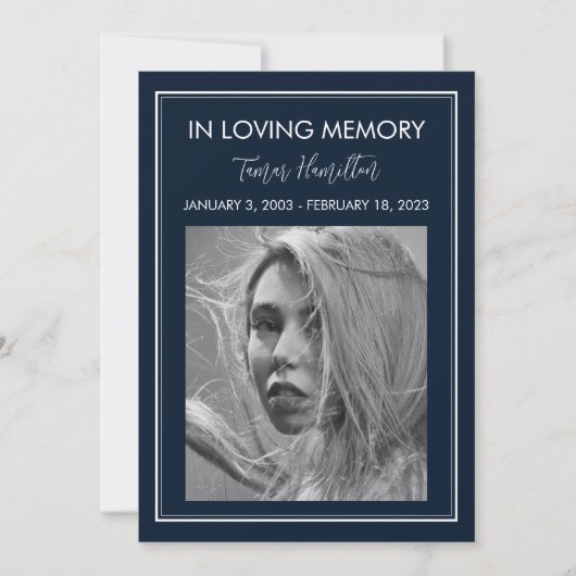 ネイビミニマルー白縁ど葬儀 招待状 (正面)