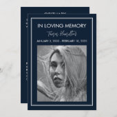 ネイビミニマルー白縁ど葬儀 招待状 (正面/裏面)