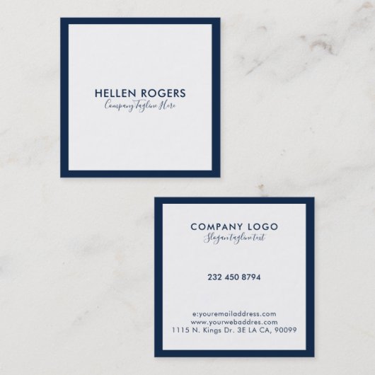 ネイビミニマルー・ブ縁どルー スクエア名刺 (正面/裏面)