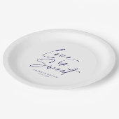 ネイビミニマルー&ホワイト結婚ズ紙プレート ペーパープレート (アングル)