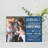 ネイビメリーーブルーにクリスマスフォトカードをタイプ シーズンカード (スタンド正面)