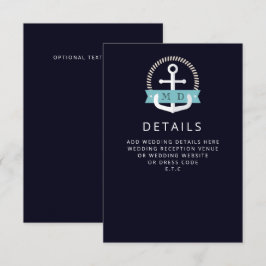 ネイビモダンいかり航海のモノグラ結婚ム エンクロージャーカード