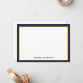 ネイビモダンイエローダブル縁どノートカード ノートカード (正面/裏面インサイチュ)