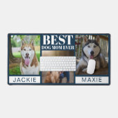 ネイビモダング最高のドッグのママEver 3 Photo Collage デスクマット (キーボード&マウス)