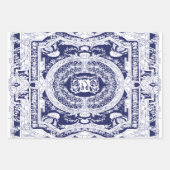 ネイビモダンスタイリッシューエレガントブルーバロックオーナメント ラッピングペーパーシート (正面3)