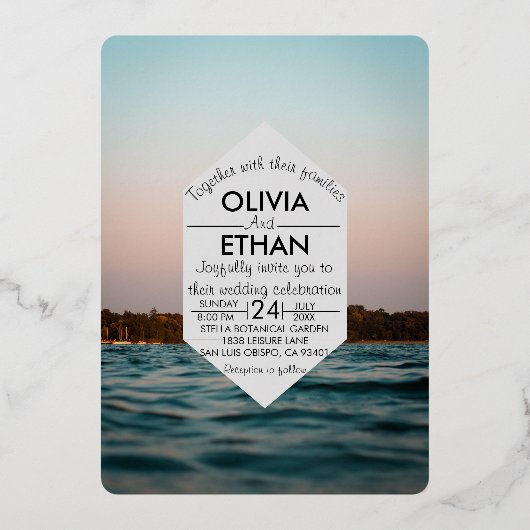 ネイビモダンス結婚フォイル招待状 箔招待状 (正面)