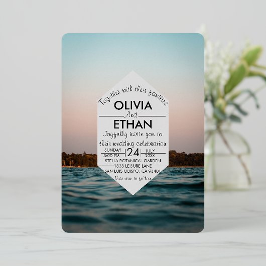 ネイビモダンス結婚フォイル招待状 箔招待状 (立ち正面)