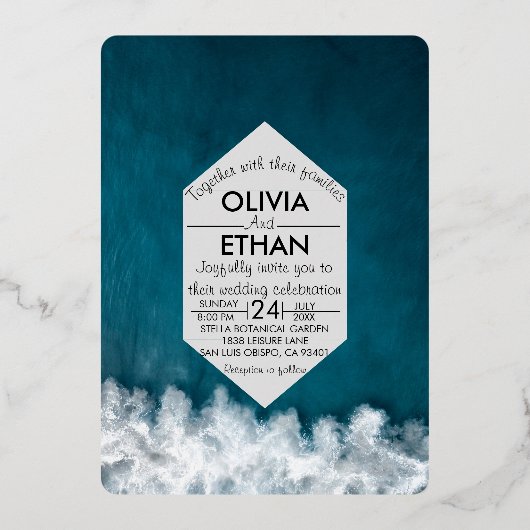 ネイビモダンス結婚フォイル招待状 箔招待状 (正面)